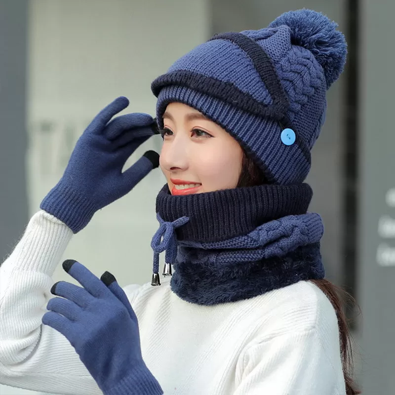 2022 New 3 in 1 Winter Beanie Set