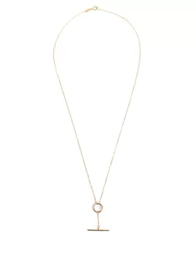 9 Carat Gold Circle T Bar Necklace, Gold