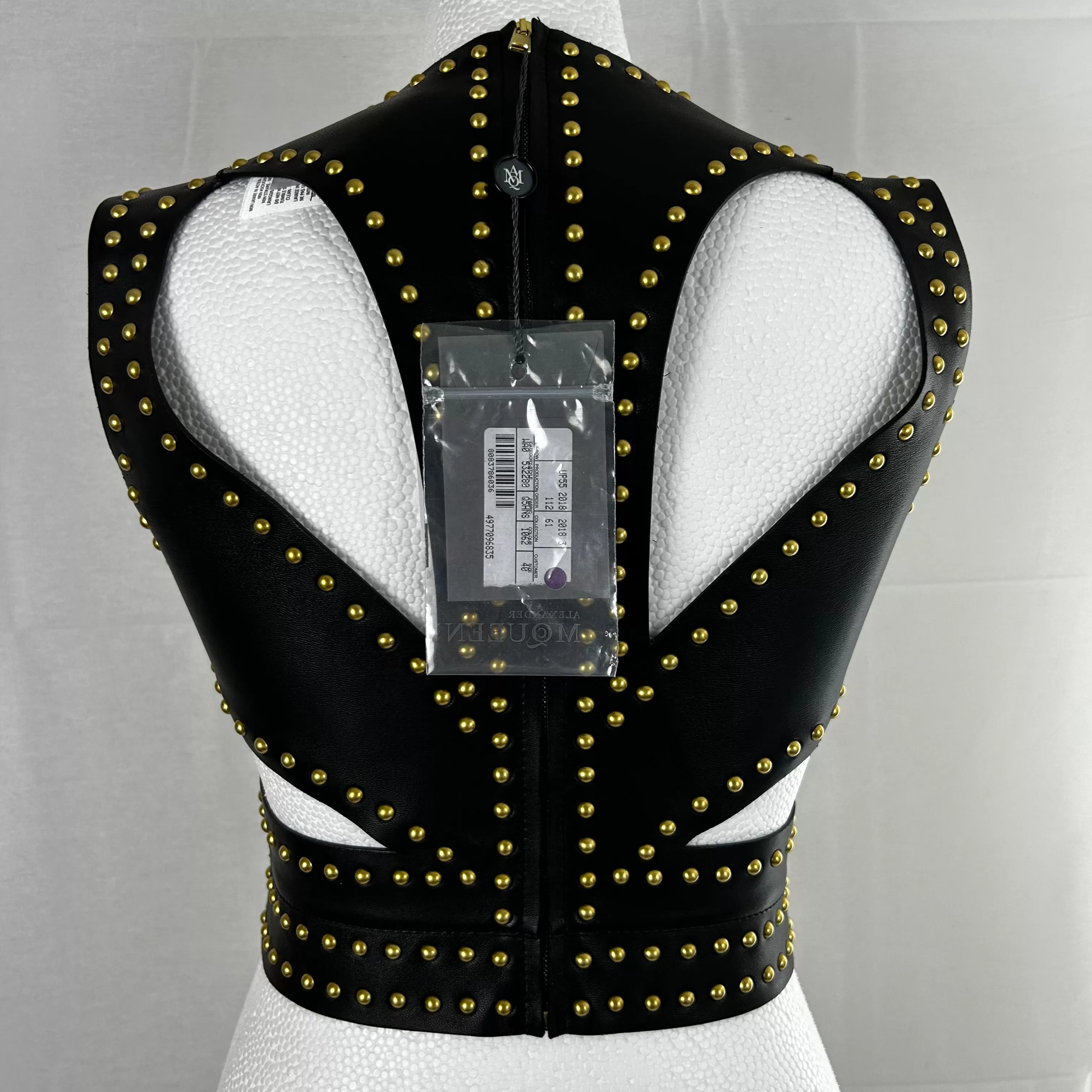 Alexander McQueen Brand New Black Studded Leather Harness Top XS