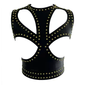 Alexander McQueen Brand New Black Studded Leather Harness Top XS