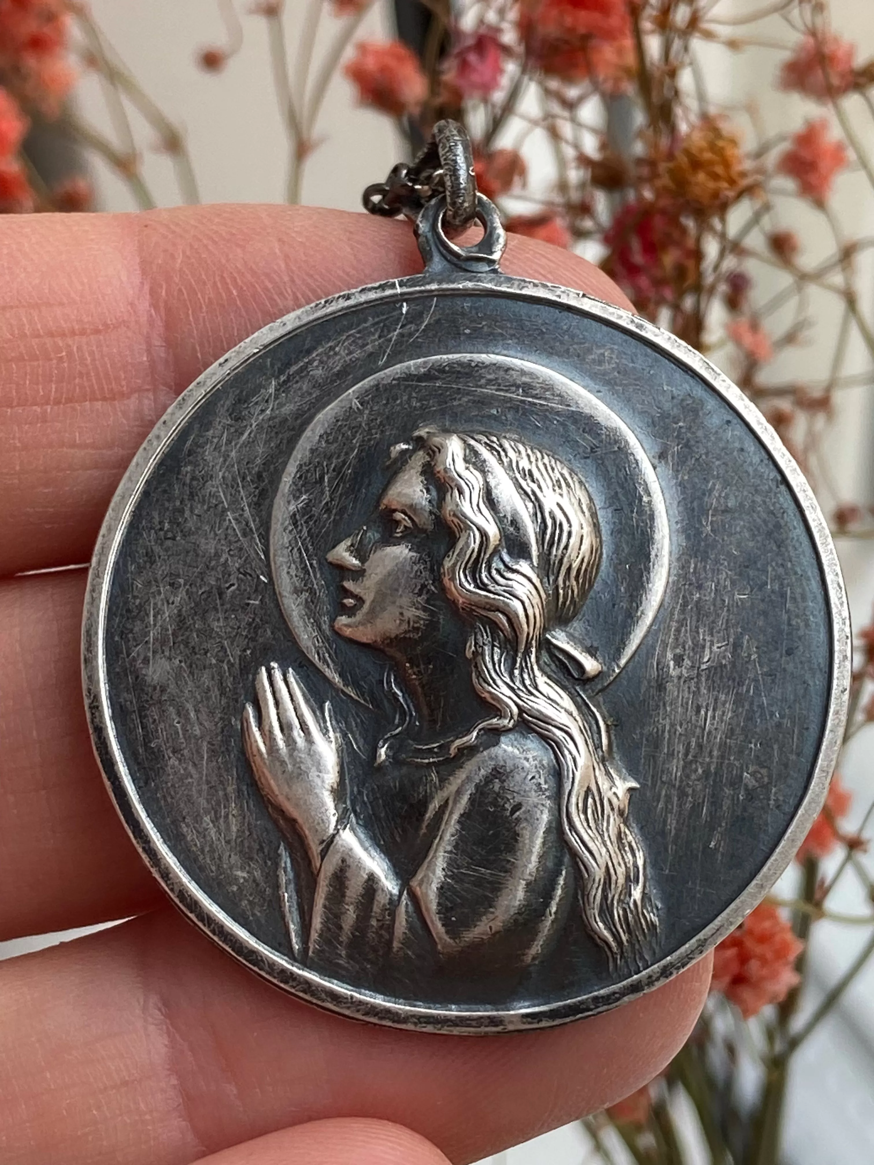 Antique Mother Mary Medal