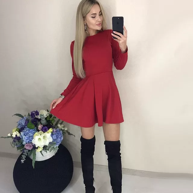 Autumn Elegant Party Mini Dress