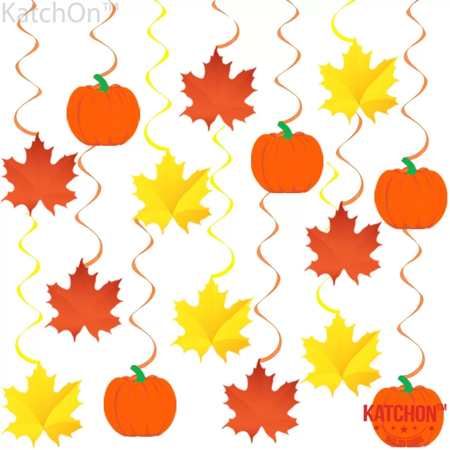 Autumn Hanging Swirls Thanksgiving Decorations  Pumpkin and Maple Leaf Fall Themed Decorations Supplies| Great for Birthday Party, Outdoor Garden, Home Office Decor Kit