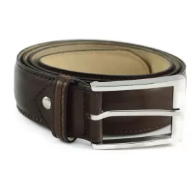 BERWICK 1707 Leather Belt - Lugo Testa Dark Brown