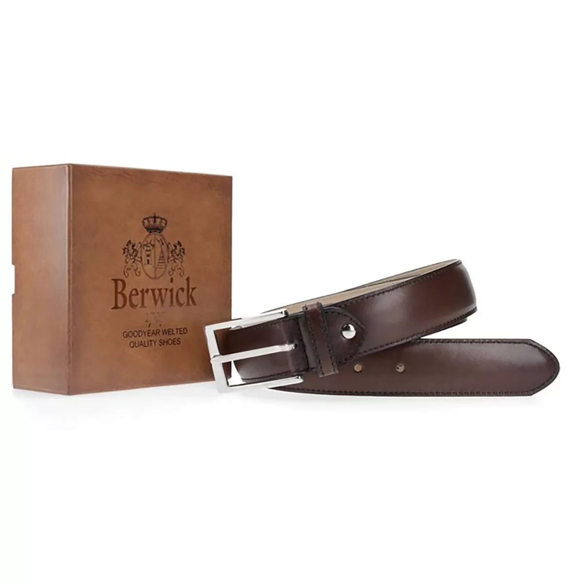 BERWICK 1707 Leather Belt - Lugo Testa Dark Brown