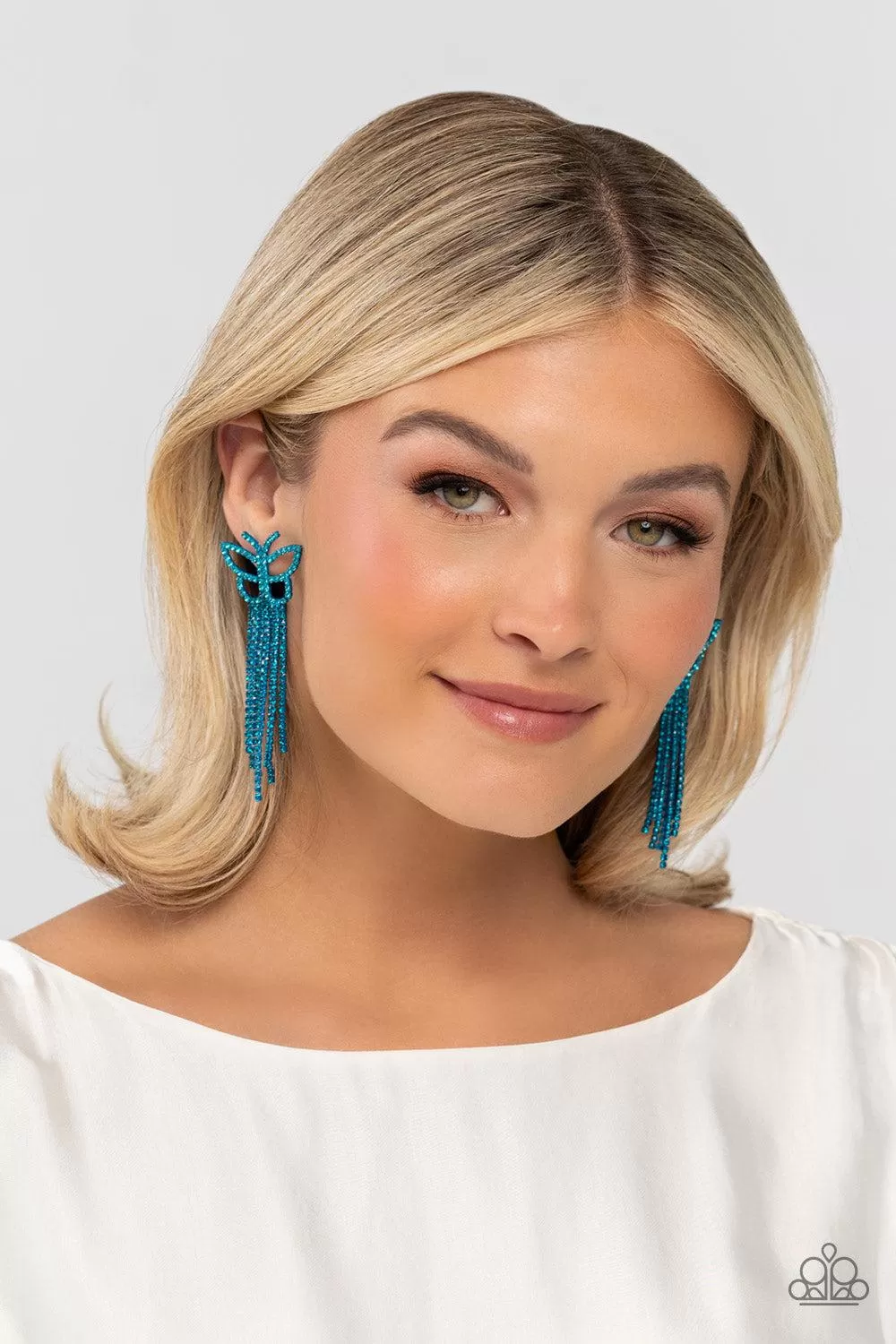 Billowing Butterflies Blue Earrings - Paparazzi Accessories