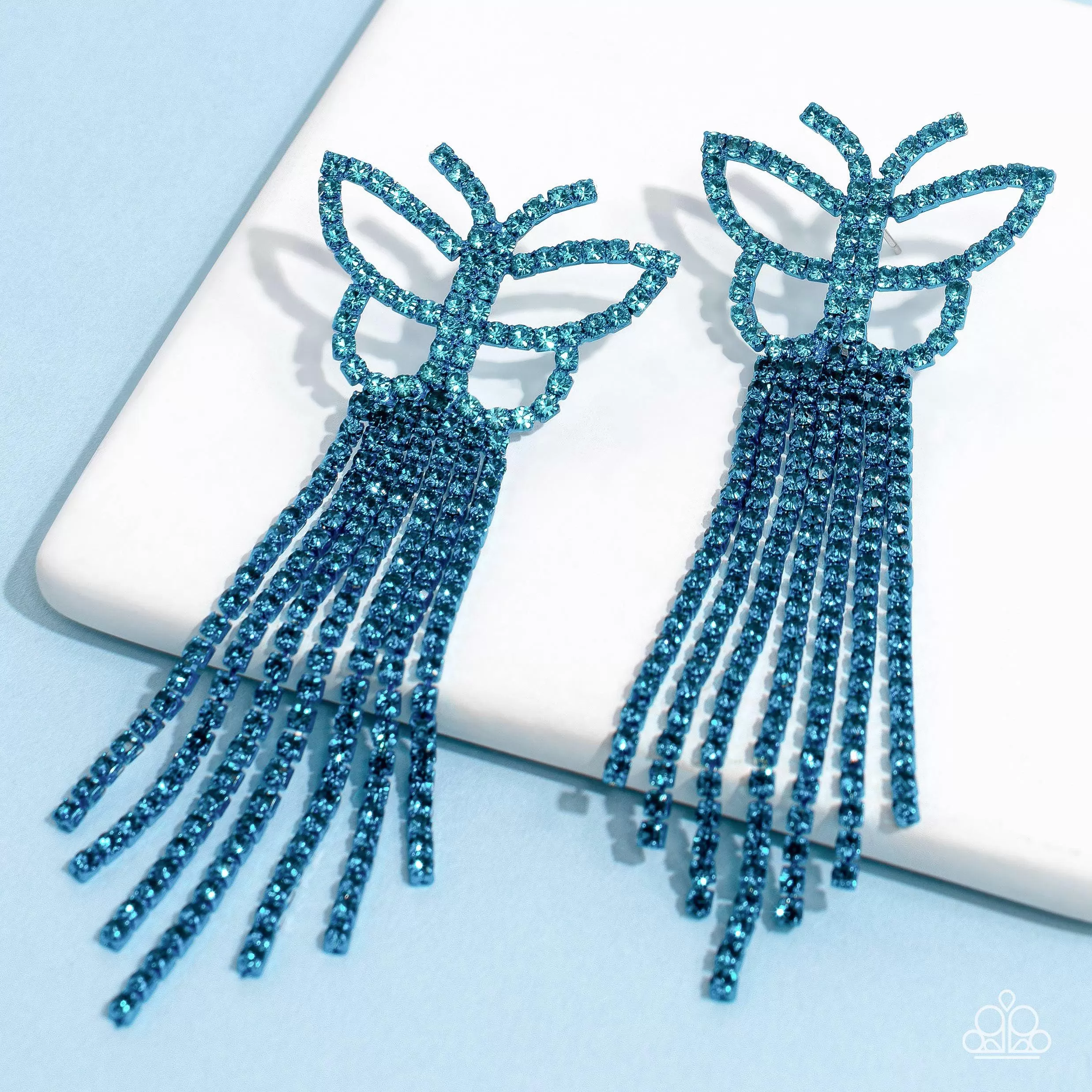 Billowing Butterflies Blue Earrings - Paparazzi Accessories