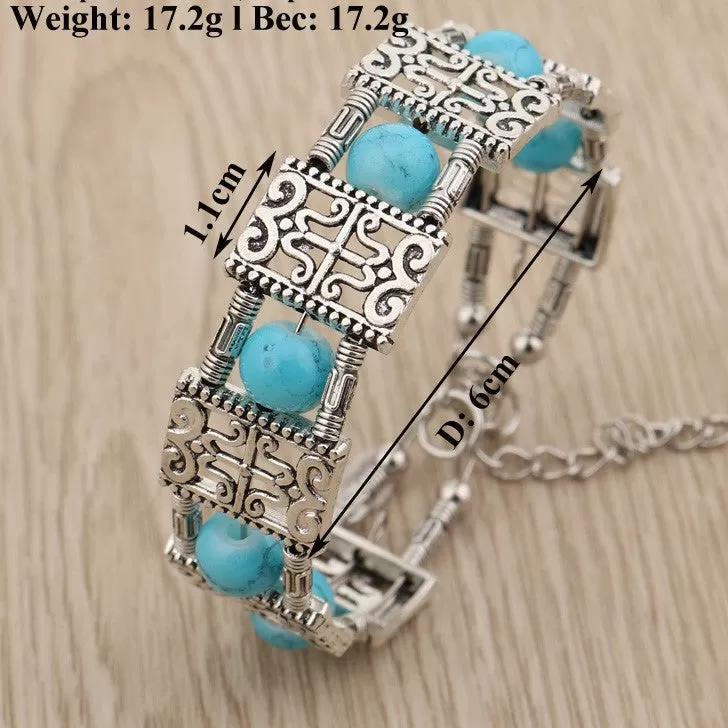 Bohemian Beaded Square Styled Bangle Bracelet - 2 Colors