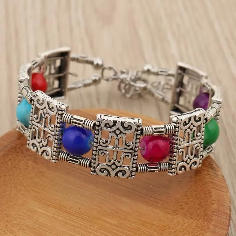 Bohemian Beaded Square Styled Bangle Bracelet - 2 Colors