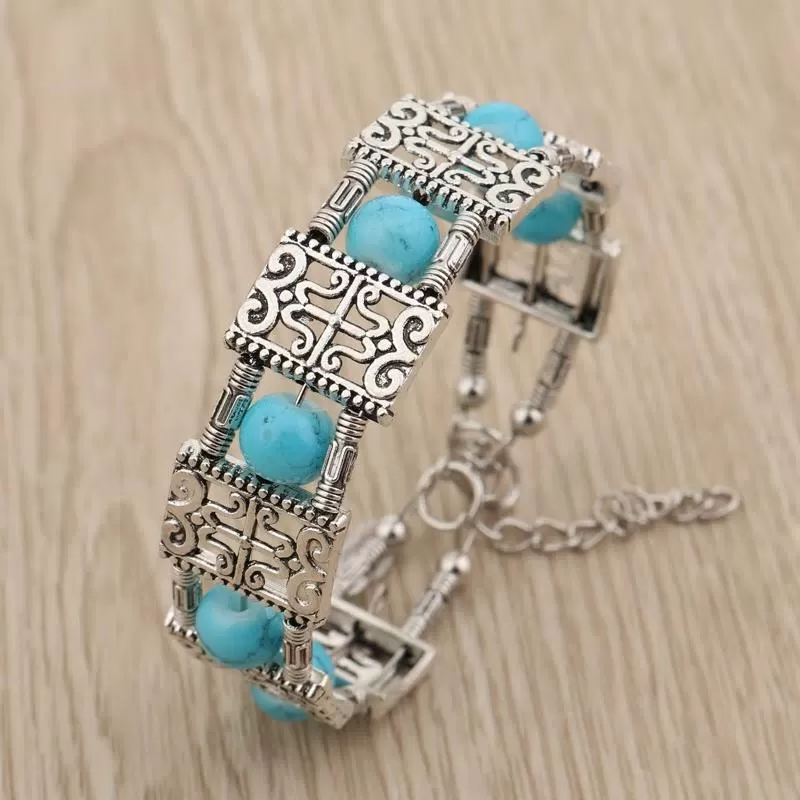 Bohemian Beaded Square Styled Bangle Bracelet - 2 Colors