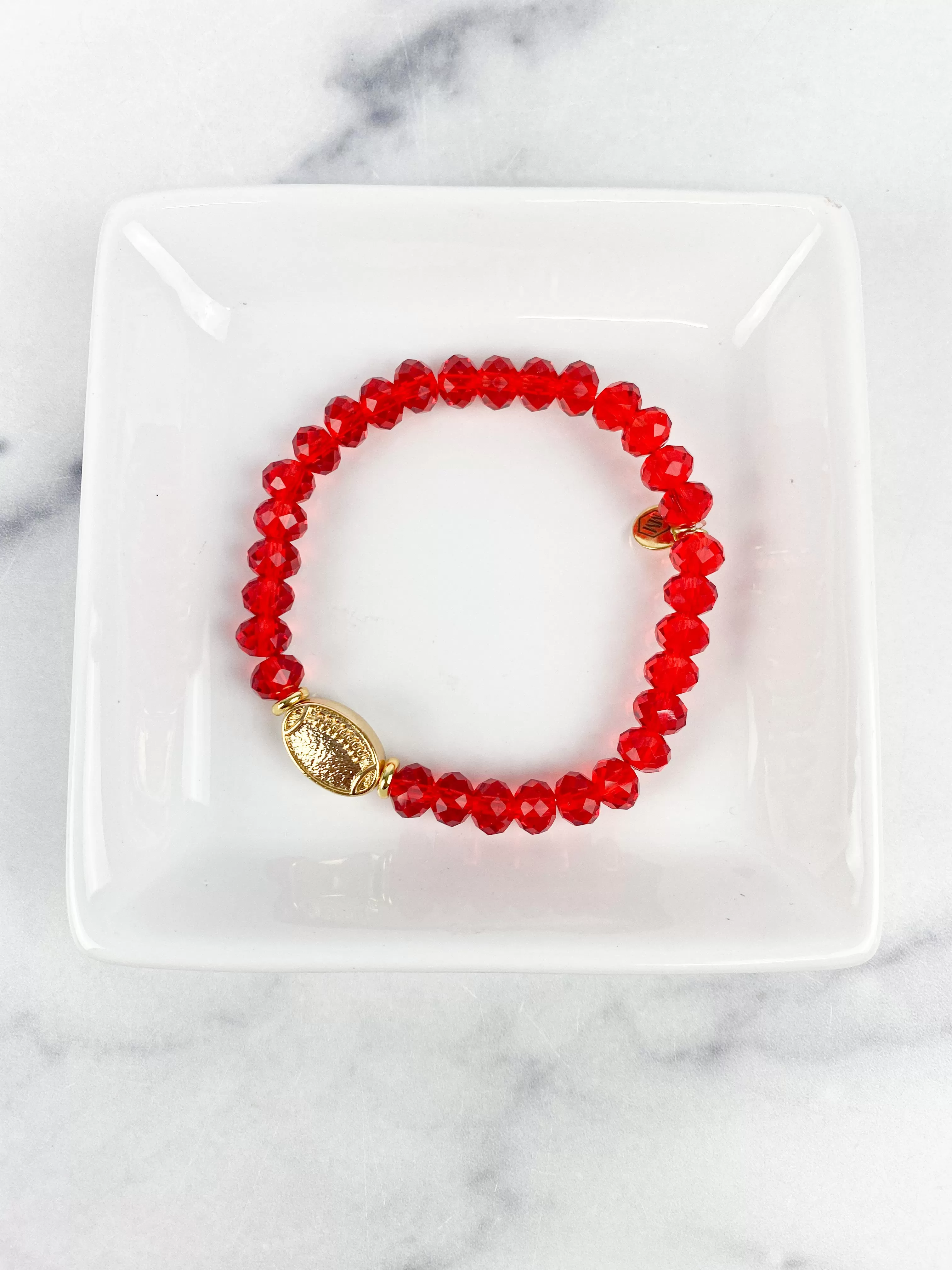 Bracelet Crystal Beaded Gold Football