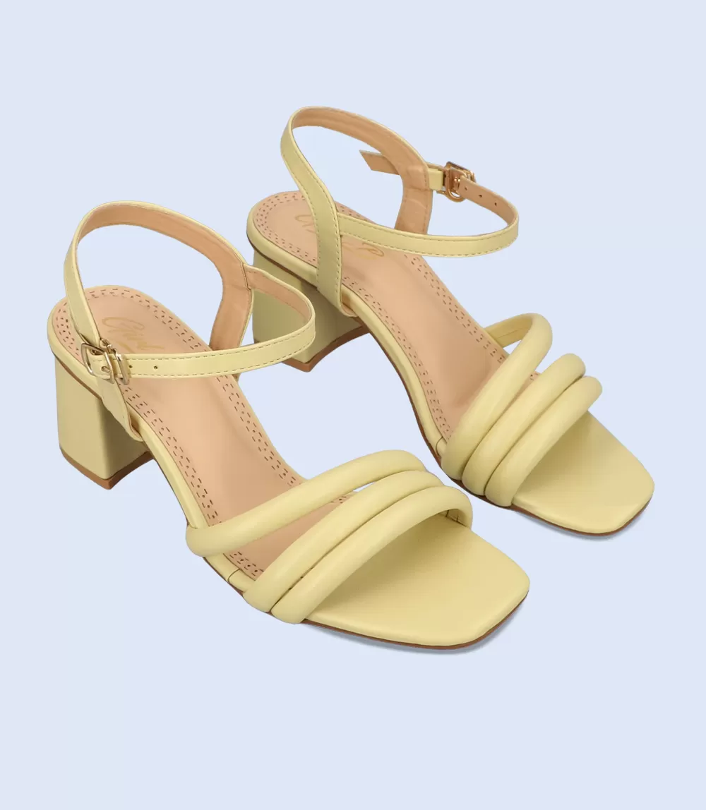 BW9384-YELLOW-Women Slipper Heel