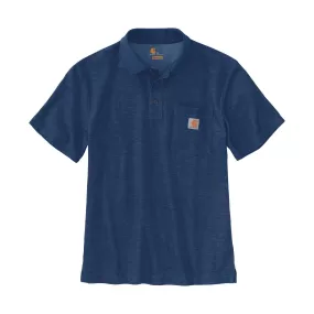 Carhartt Men's Contractor's Short Sleeve Pocket Work Polo Shirt - Dark Cobalt Blue Heather