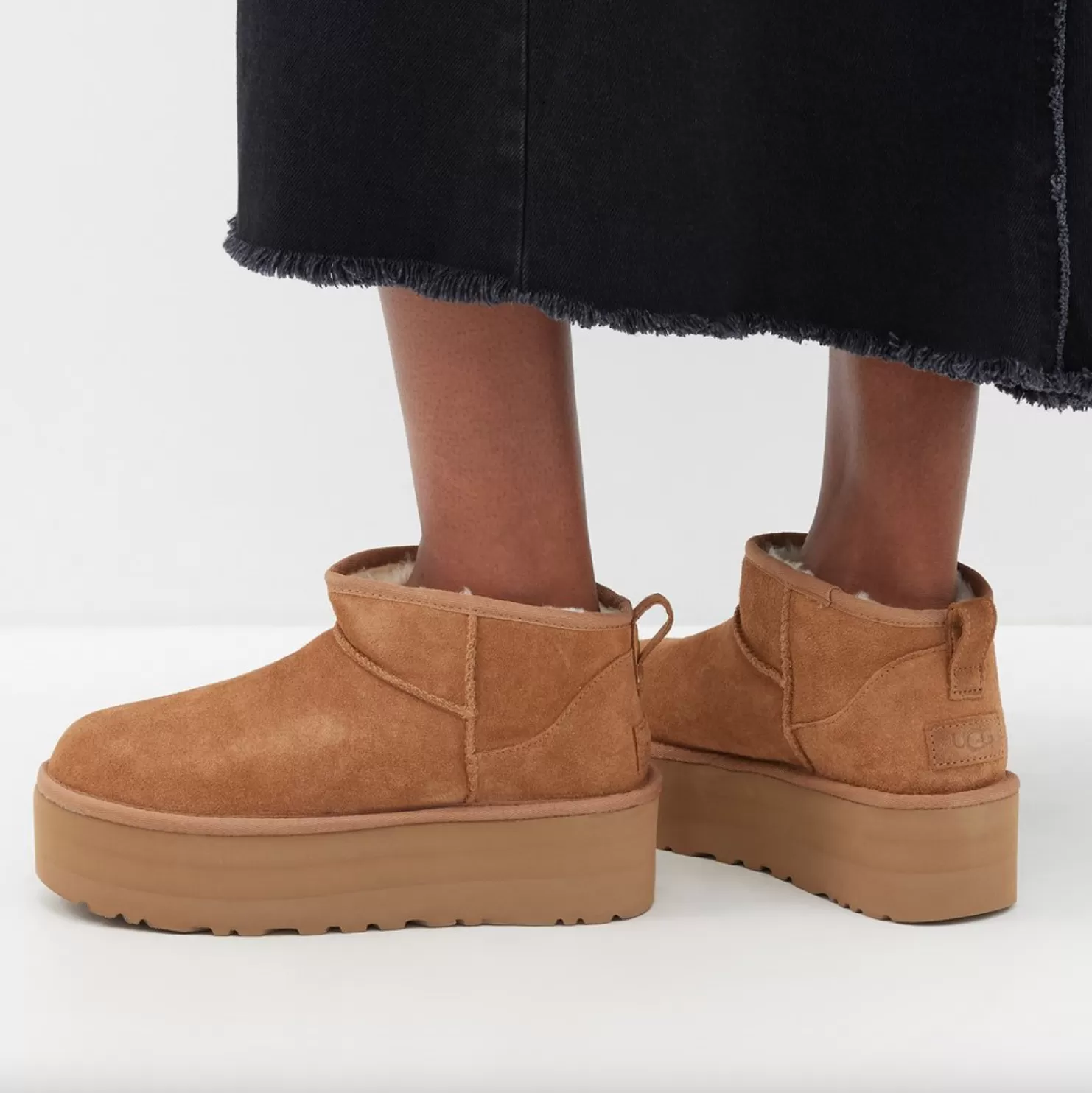 CLASSIC ULTRA MINI SUEDE PLATFORM BOOTS - BROWN