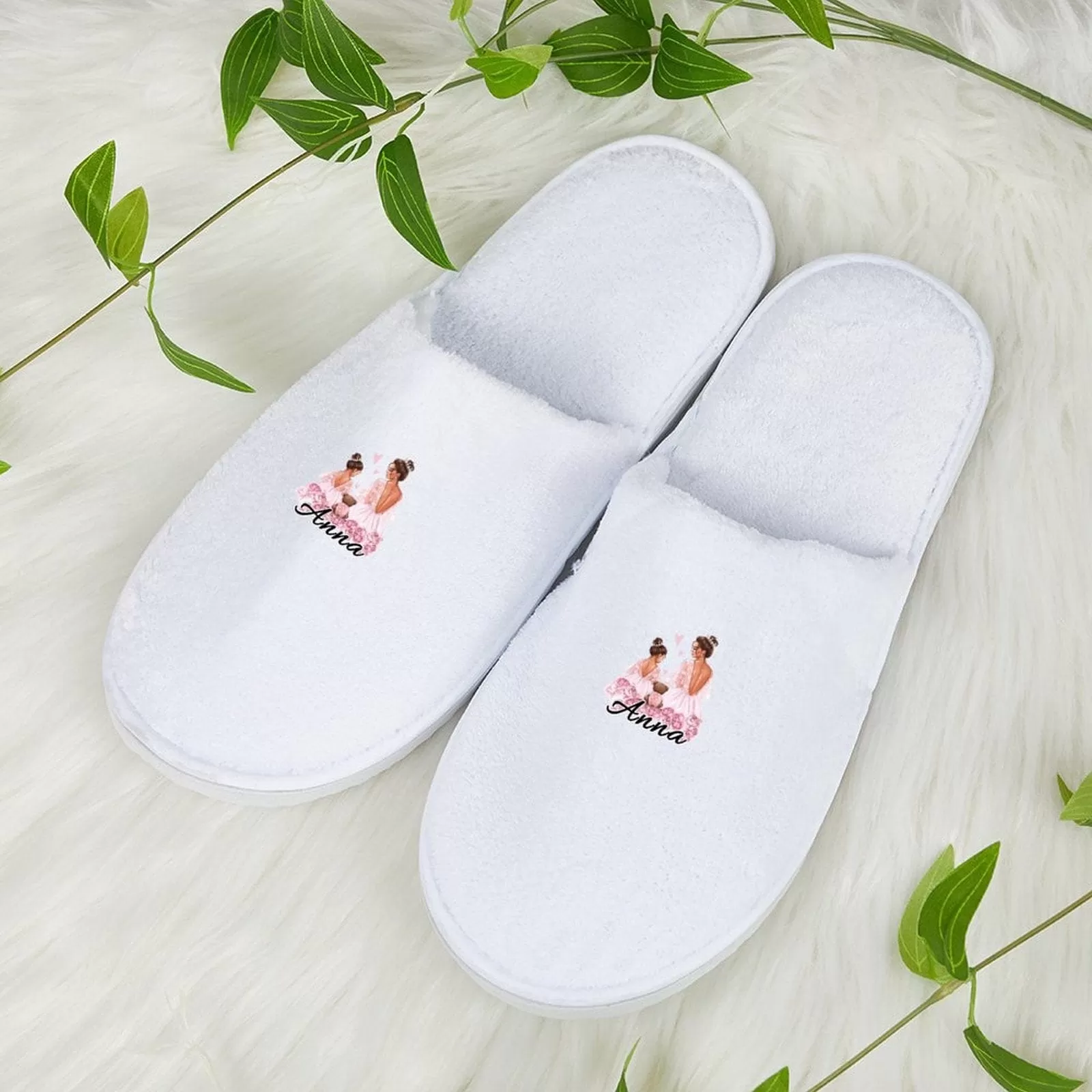 Custom Name Sweet Bridesmaids Wedding Spa Slippers Bride Slippers