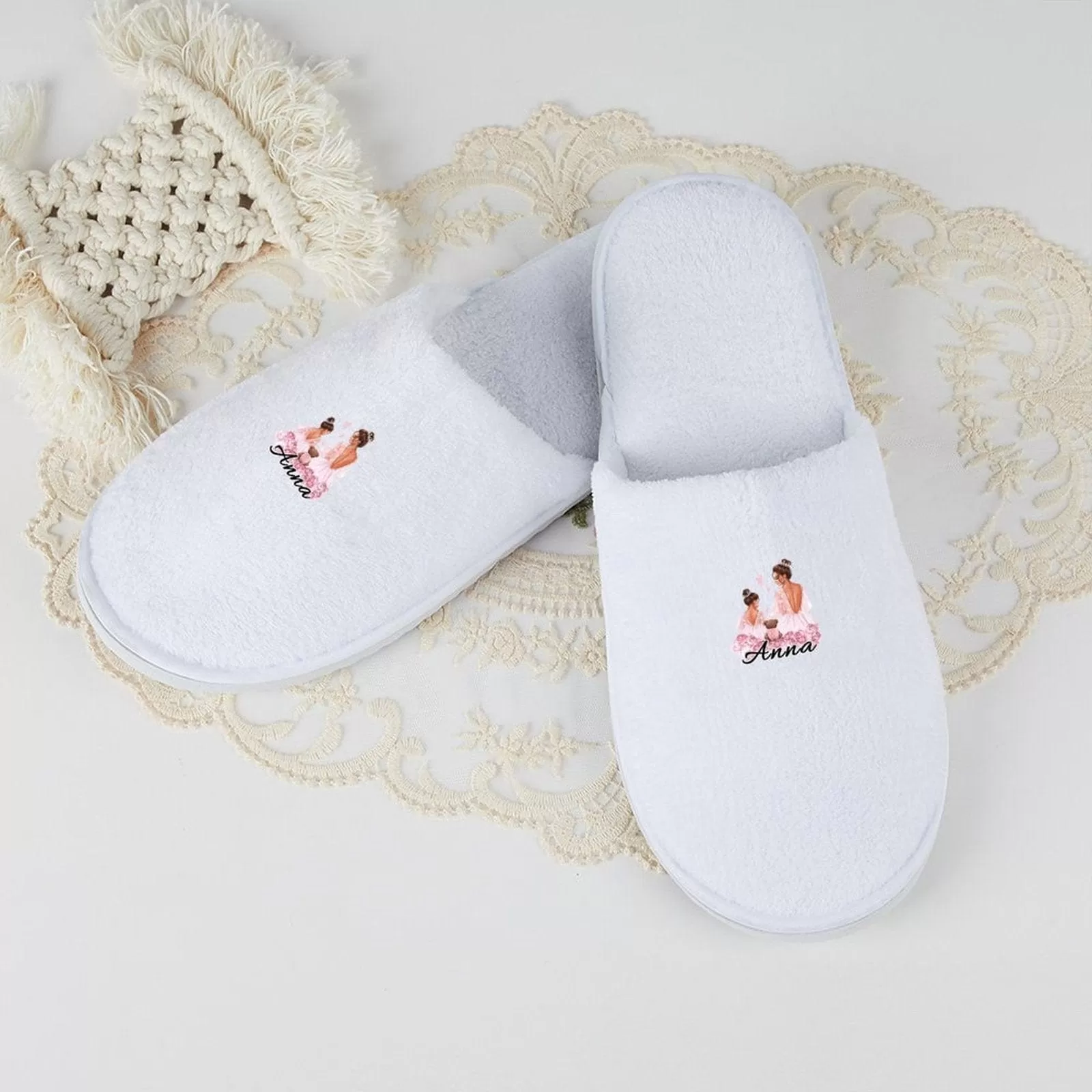 Custom Name Sweet Bridesmaids Wedding Spa Slippers Bride Slippers