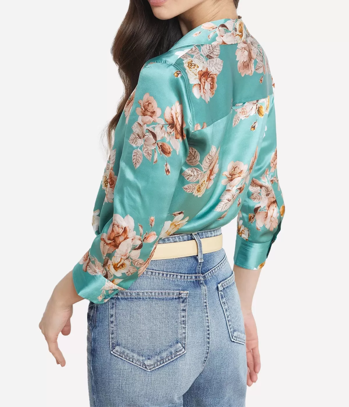 Dani 3/4 Sleeve Blouse in Green Jasper & Multi Tonal Rose