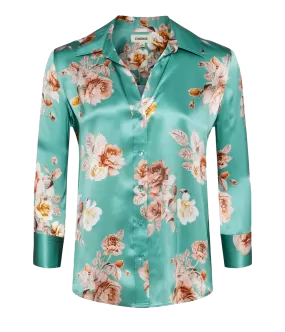 Dani 3/4 Sleeve Blouse in Green Jasper & Multi Tonal Rose