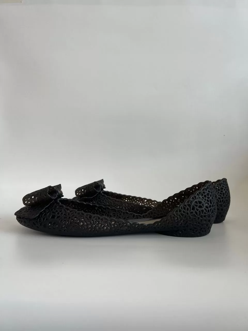 Dark Grey ‘Nilly’ Laser-Cut Jelly Ballerinas