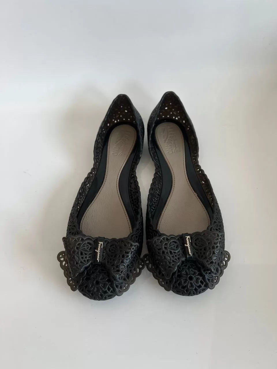 Dark Grey ‘Nilly’ Laser-Cut Jelly Ballerinas