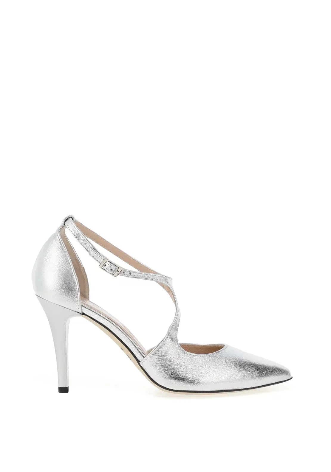 EMIS Leather Wrap Heels Silver