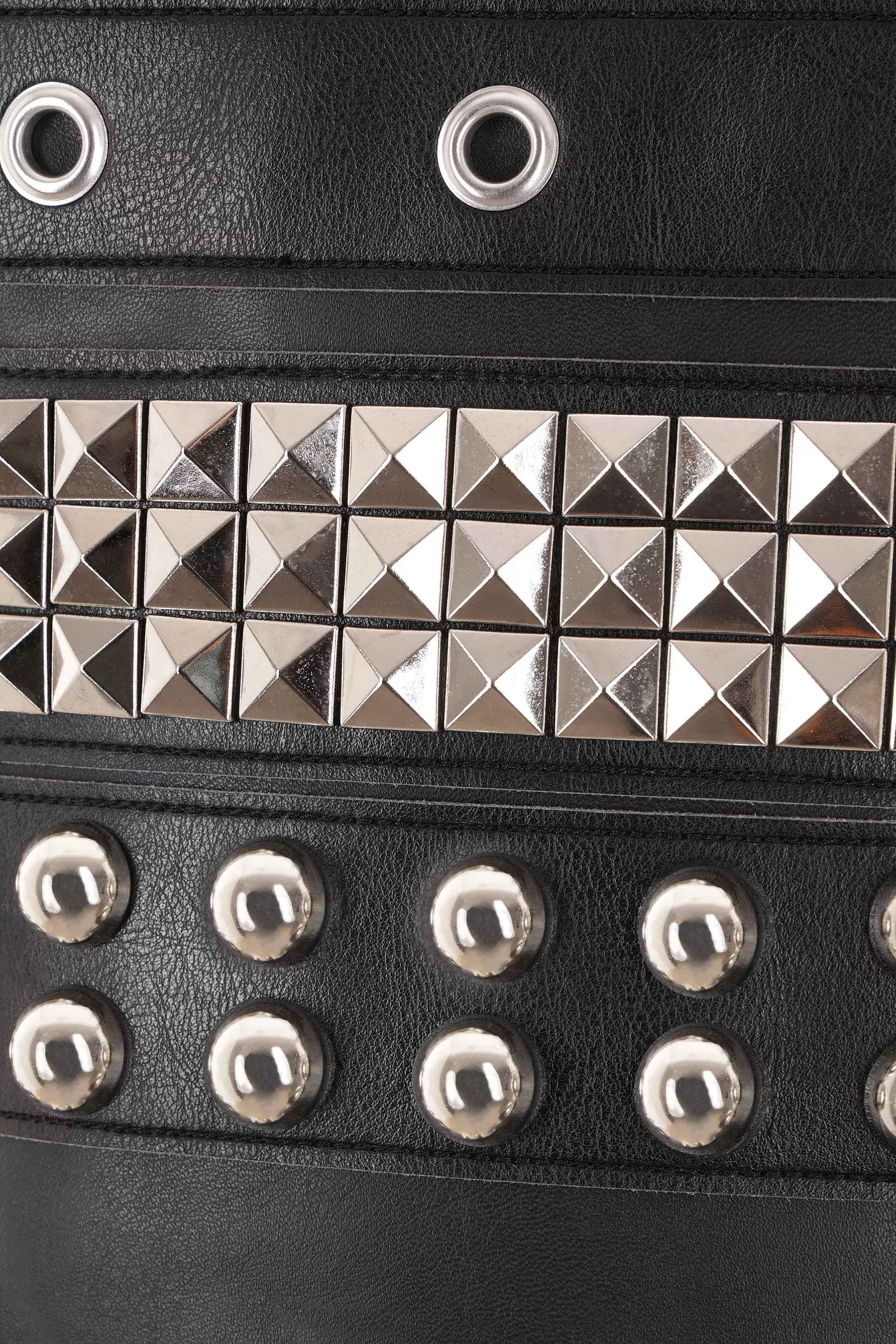 faux-leather sleeveless jacket with studs