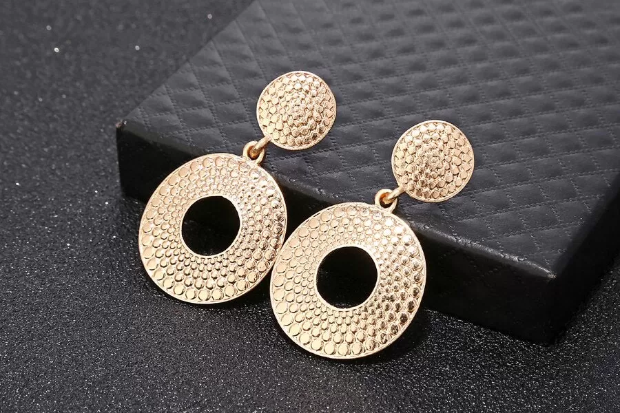 Golden  Round Party Wear Hoop Earring