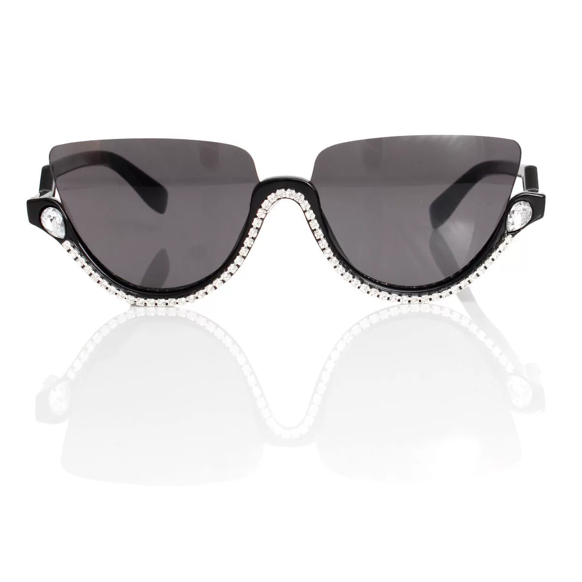 Half Frame Black Sunglasses