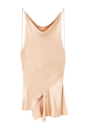 Halter Open Back Silk Peach Top