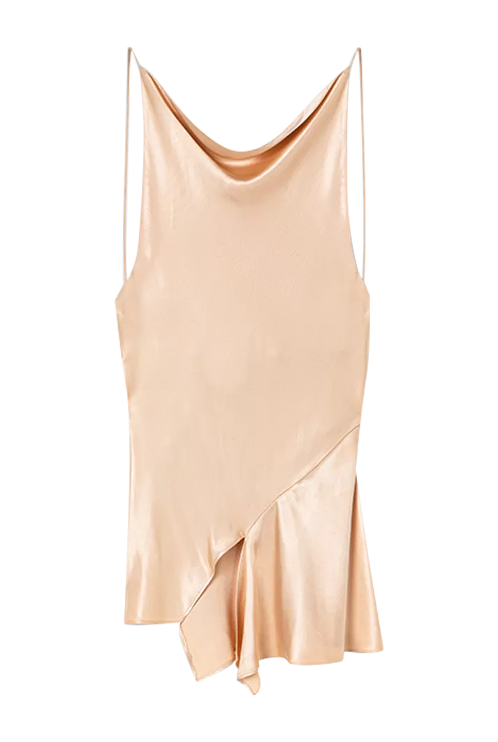 Halter Open Back Silk Peach Top