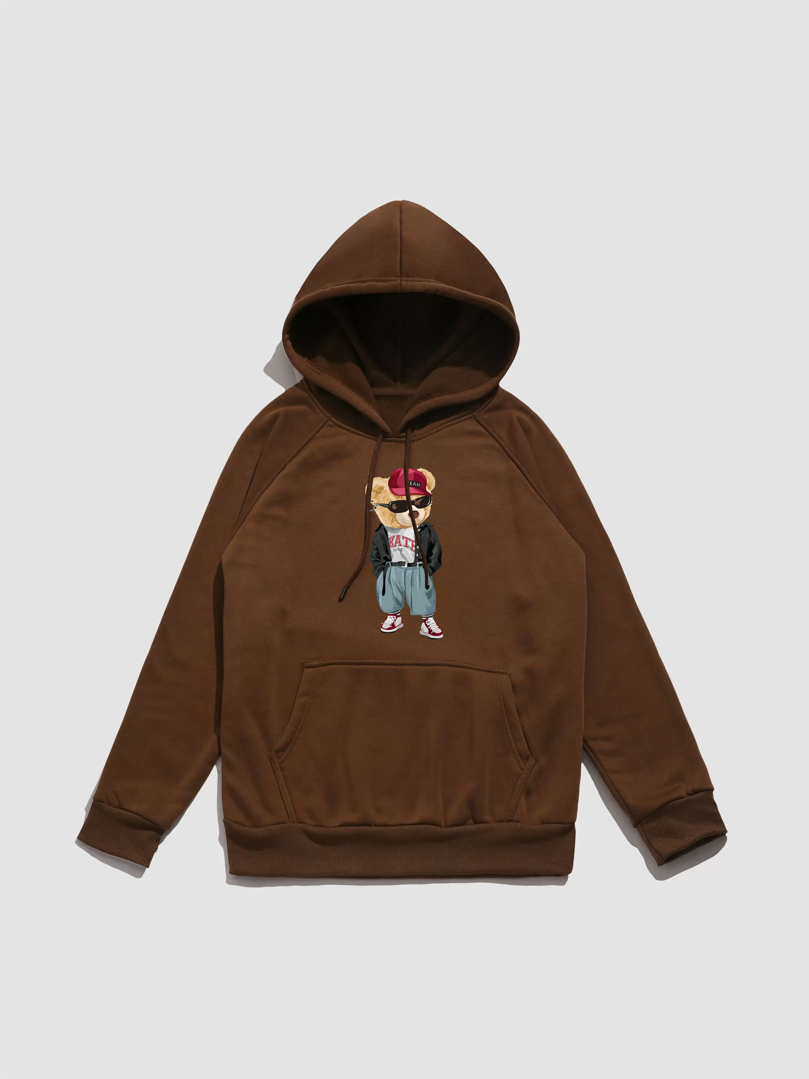 Hip Hop Style Bear Print Hoodie