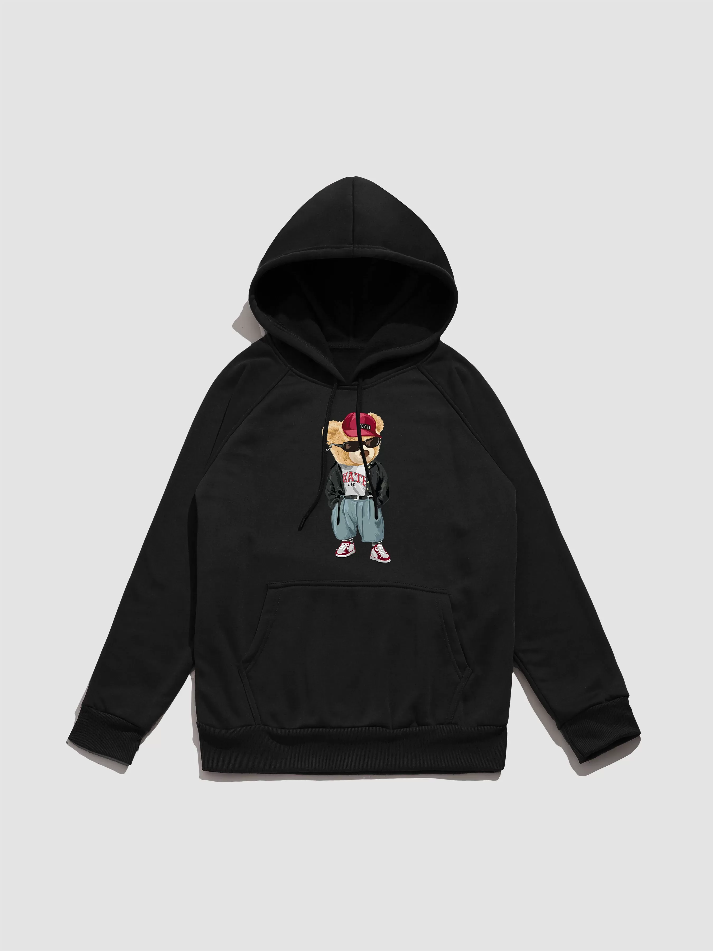 Hip Hop Style Bear Print Hoodie