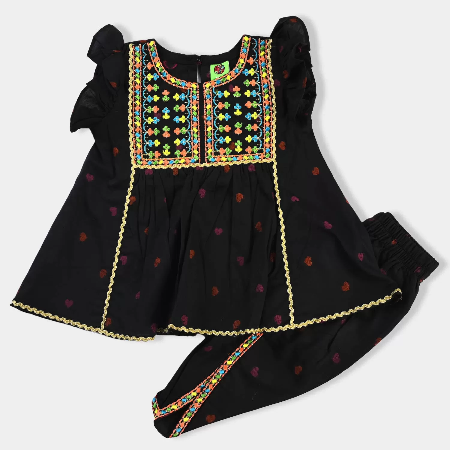 Infant Girls Jacquard 2PCs Suit Beautiful-BLACK