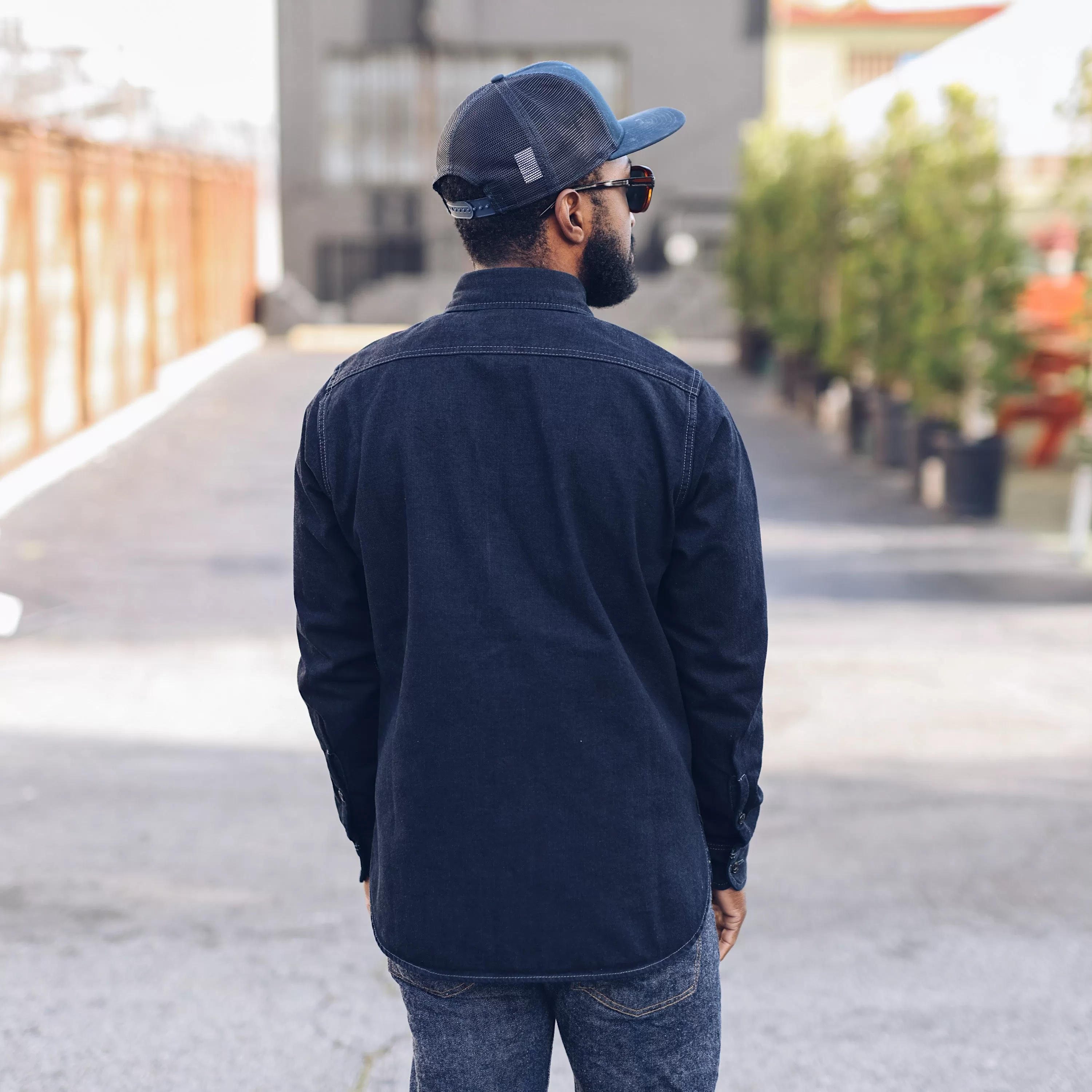 Iron Heart IHSH-323-OD 10oz Selvedge Denim Work Shirt Indigo Overdyed Black