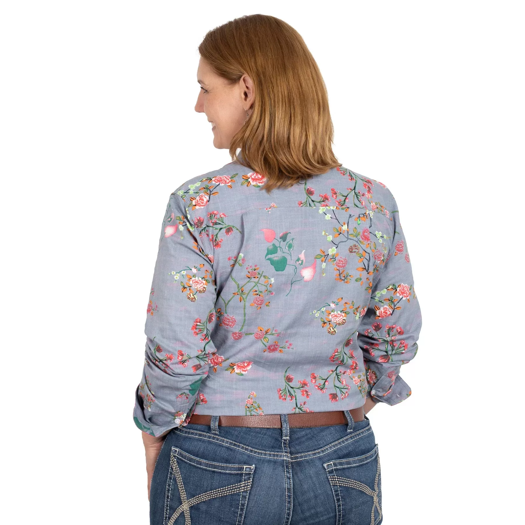 Just Country Women's Jahna Shirt- Grey Geraniums