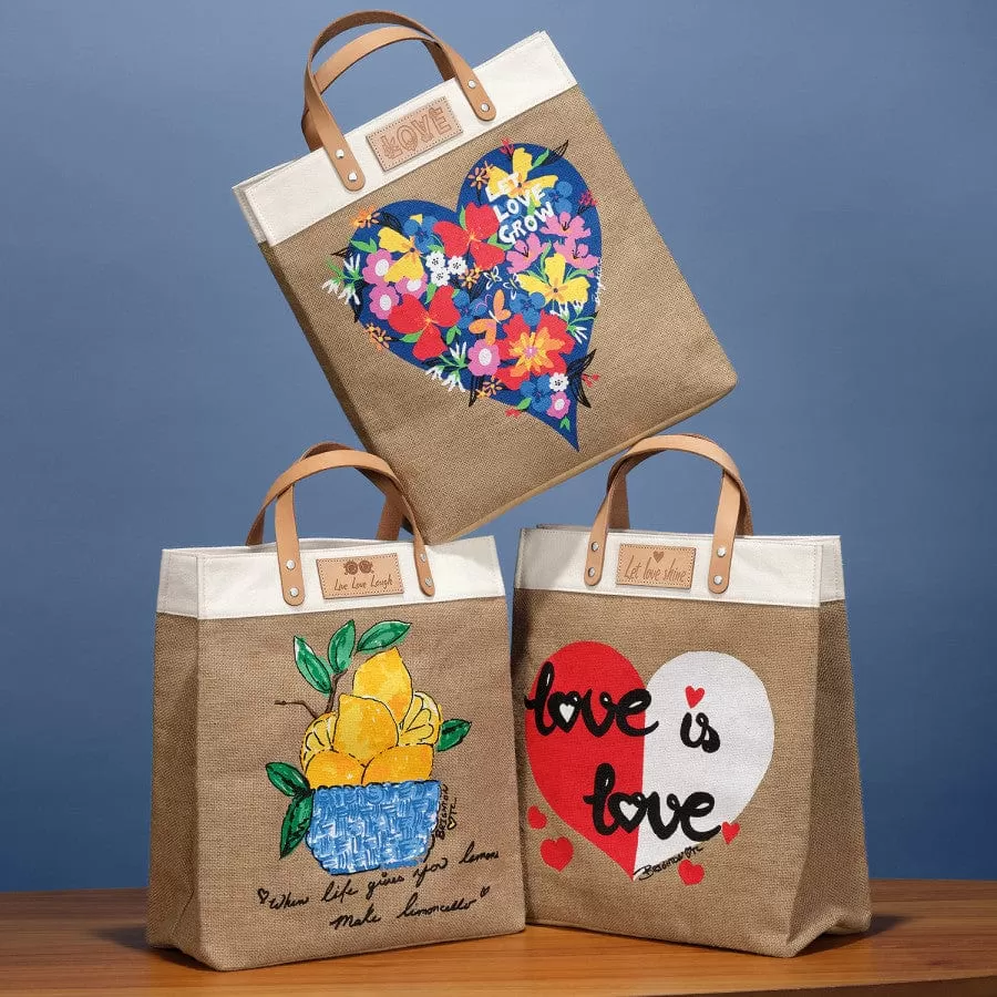 Let Love Grow Burlap Tote