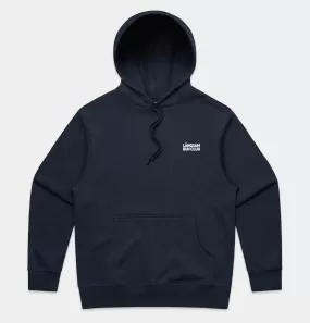 Lngsam Run Club Heavy Hooded Logo Sweatshirt in Midnight