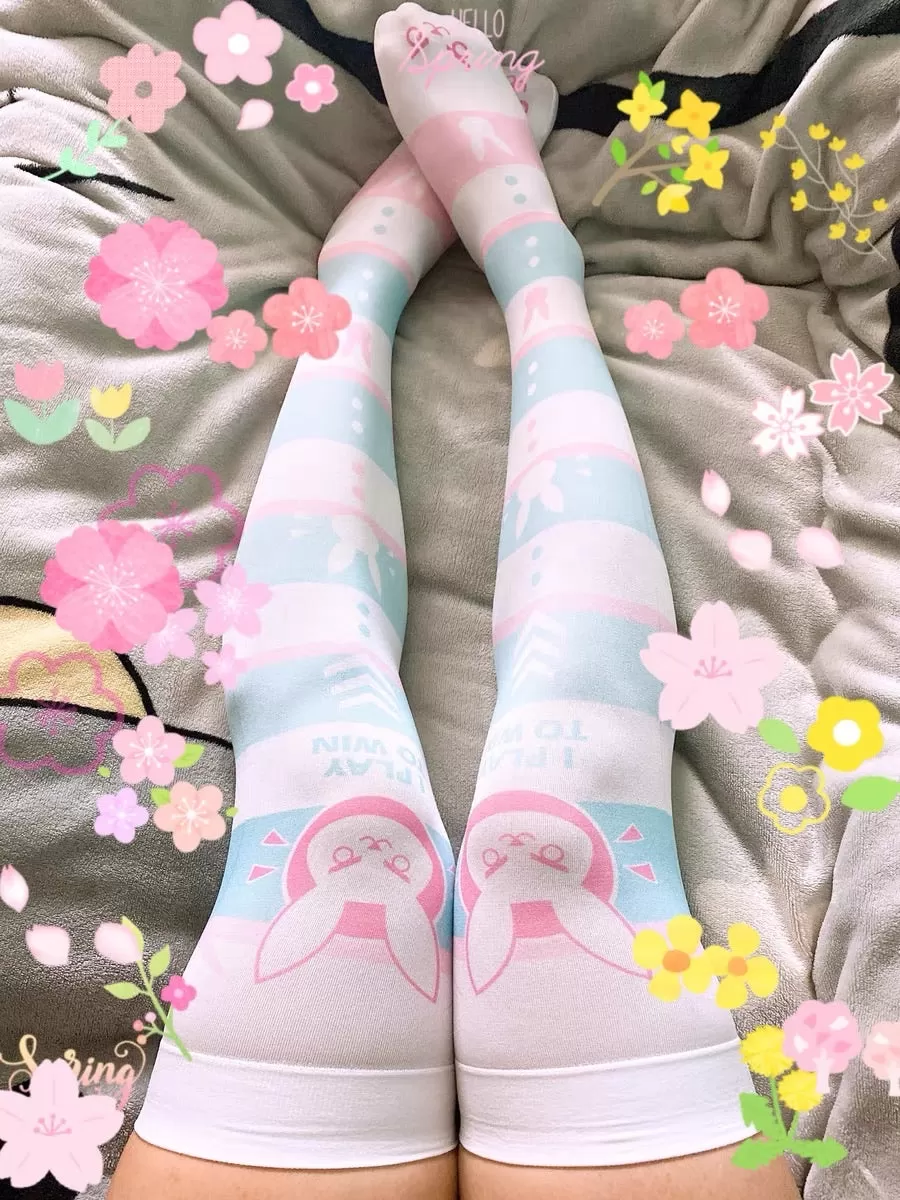 LOLITA CUTE CAT CLAW BUNNY PRINT KNEE SOCKS BY50045