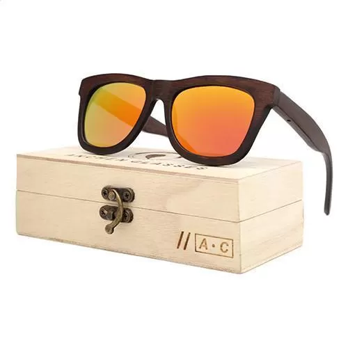 Luxury Mens Wooden Sunglasses with Bamboo Frames and UV400 Protection