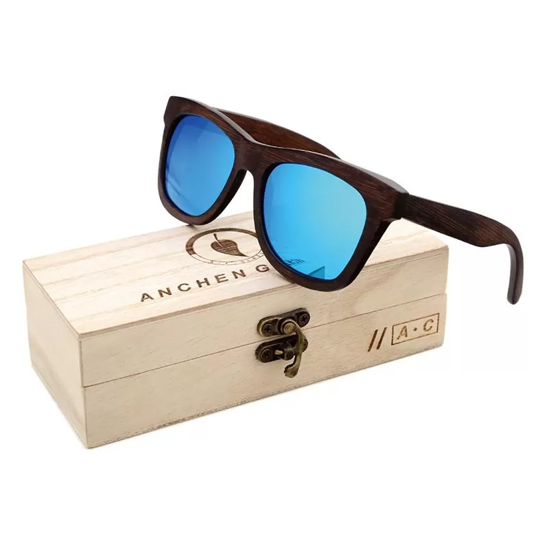 Luxury Mens Wooden Sunglasses with Bamboo Frames and UV400 Protection