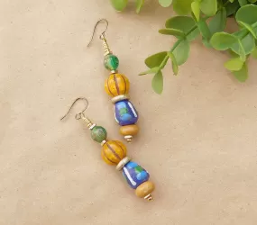 Melon Czech and Krobo Bead Earrings