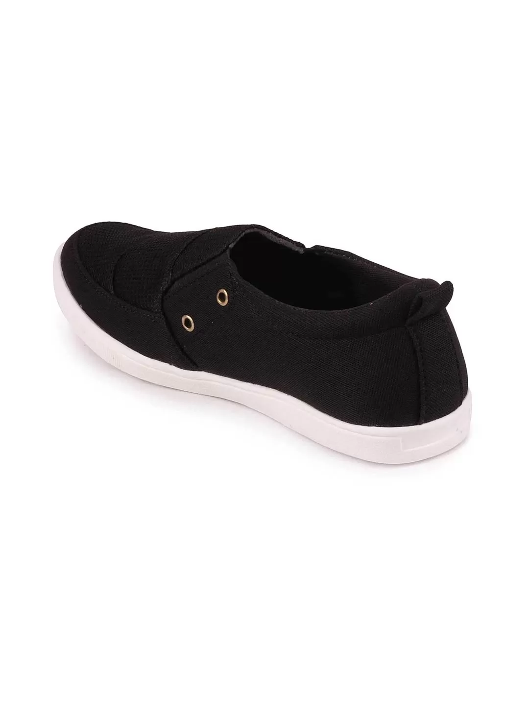 Men Black Casual Canvas Slip-On Loafers