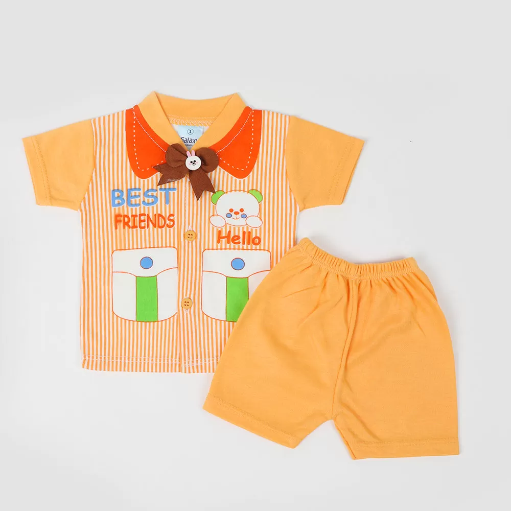 Newborn Boy Half Sleeves Suit - Orange