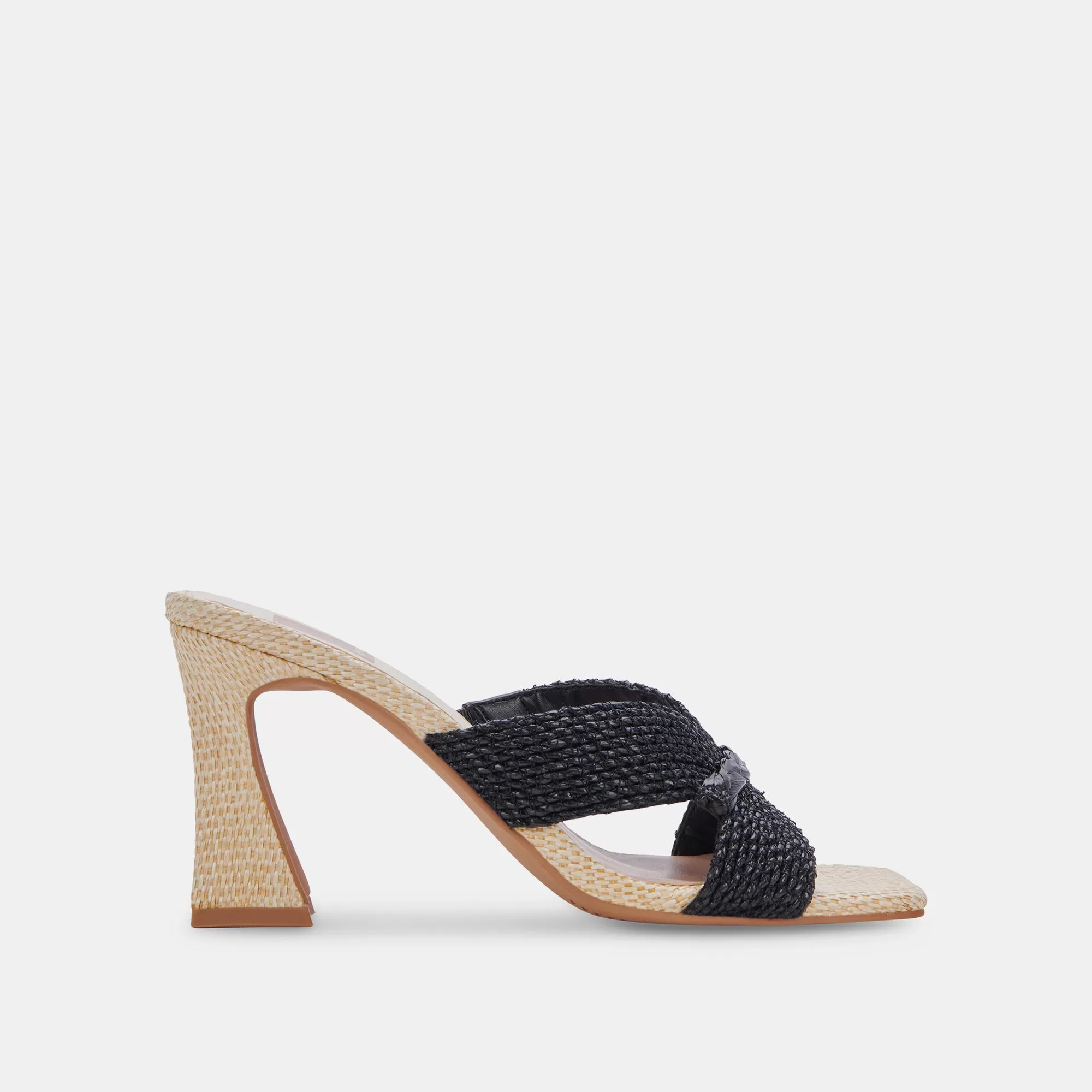 NITRO HEELS BLACK RAFFIA