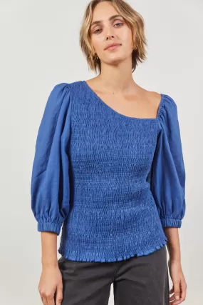 Panorama Shirred Top - Azure