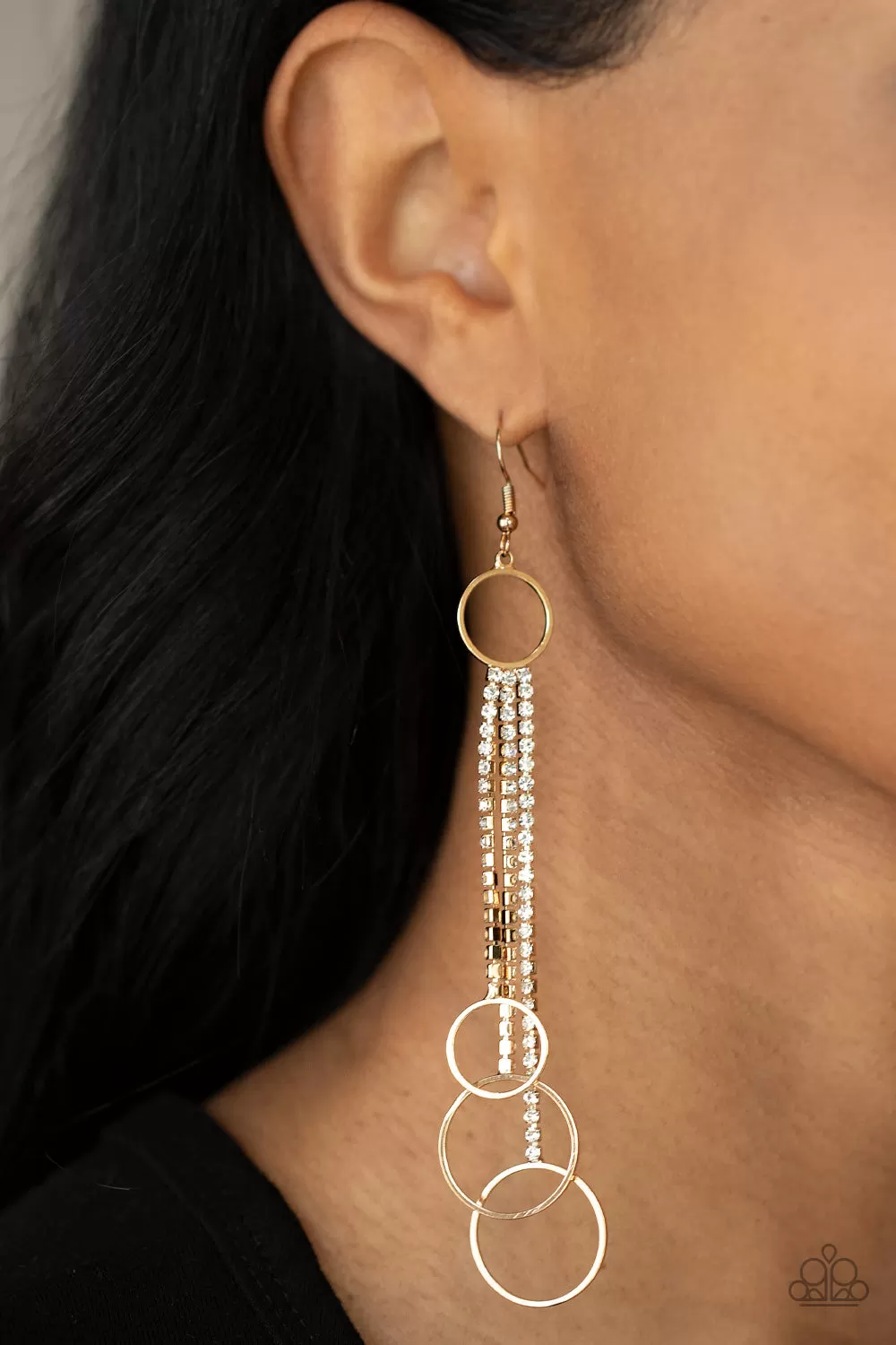 Paparazzi Demurely Dazzling - Gold Dainty Earrings