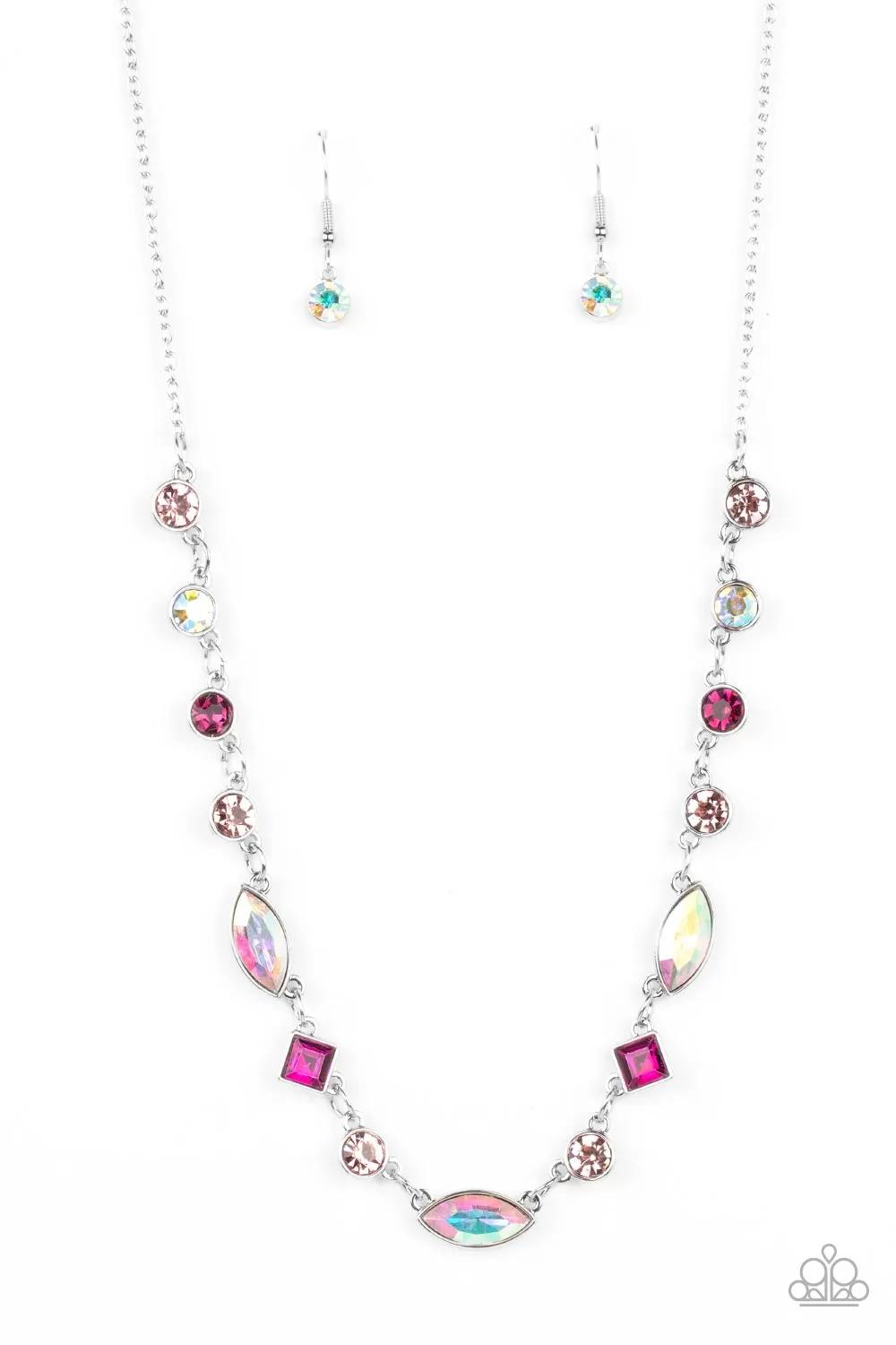 Paparazzi Irresistible HEIR-idescence - Pink Iridescent Dainty Necklace