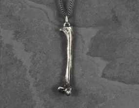 Raven Femur Bone Necklace - Silver