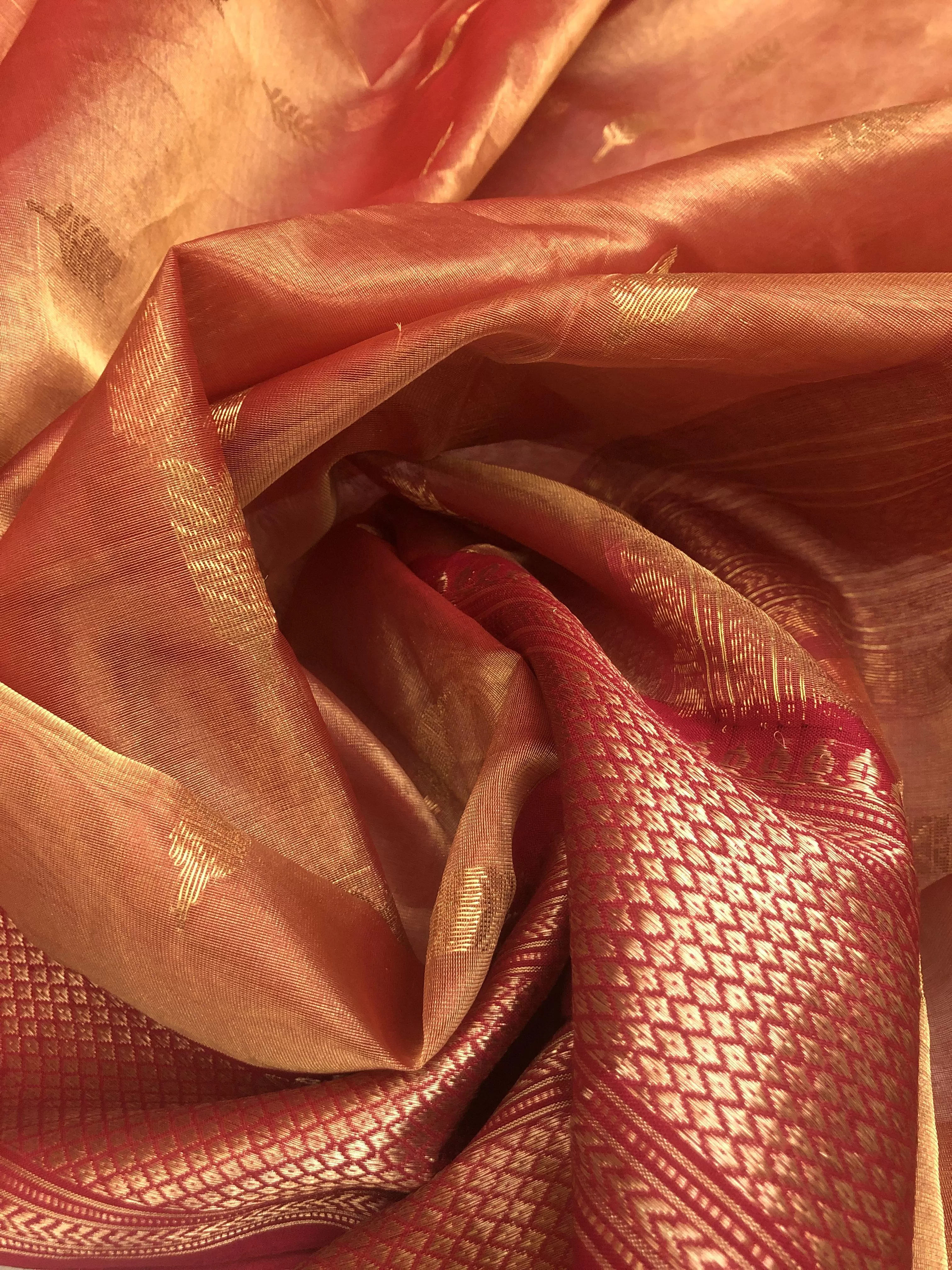 Red Golden Color Tissue Chanderi Banarasi Saree