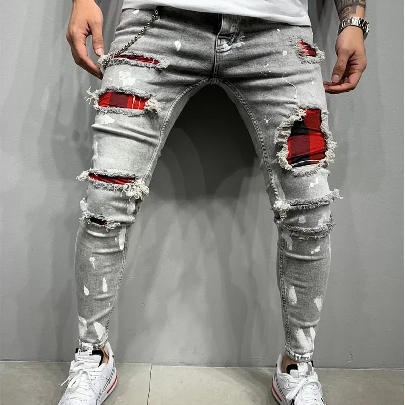 Ripped Skinny Biker Jeans